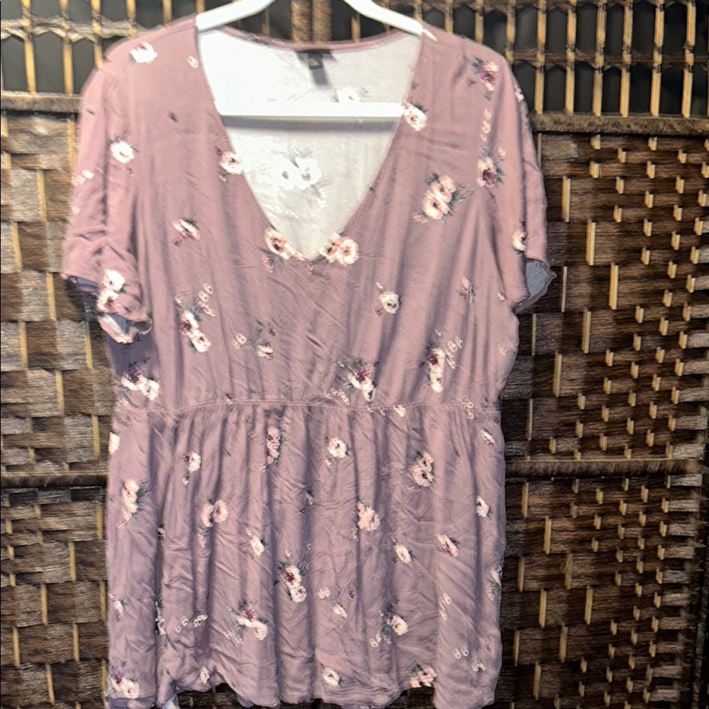 Torrid lavender Smocked Ruffled Blouse